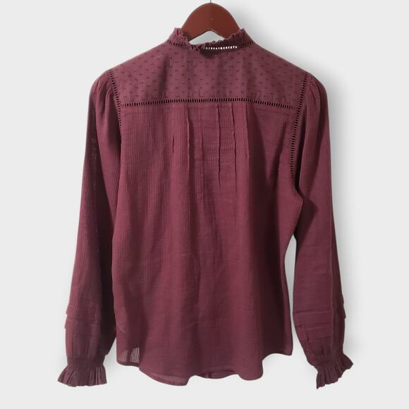 Faherty Womens Willa Blouse Catawaba Grape Purple Sz Medium Boho Peasant Classic - Picture 6 of 15